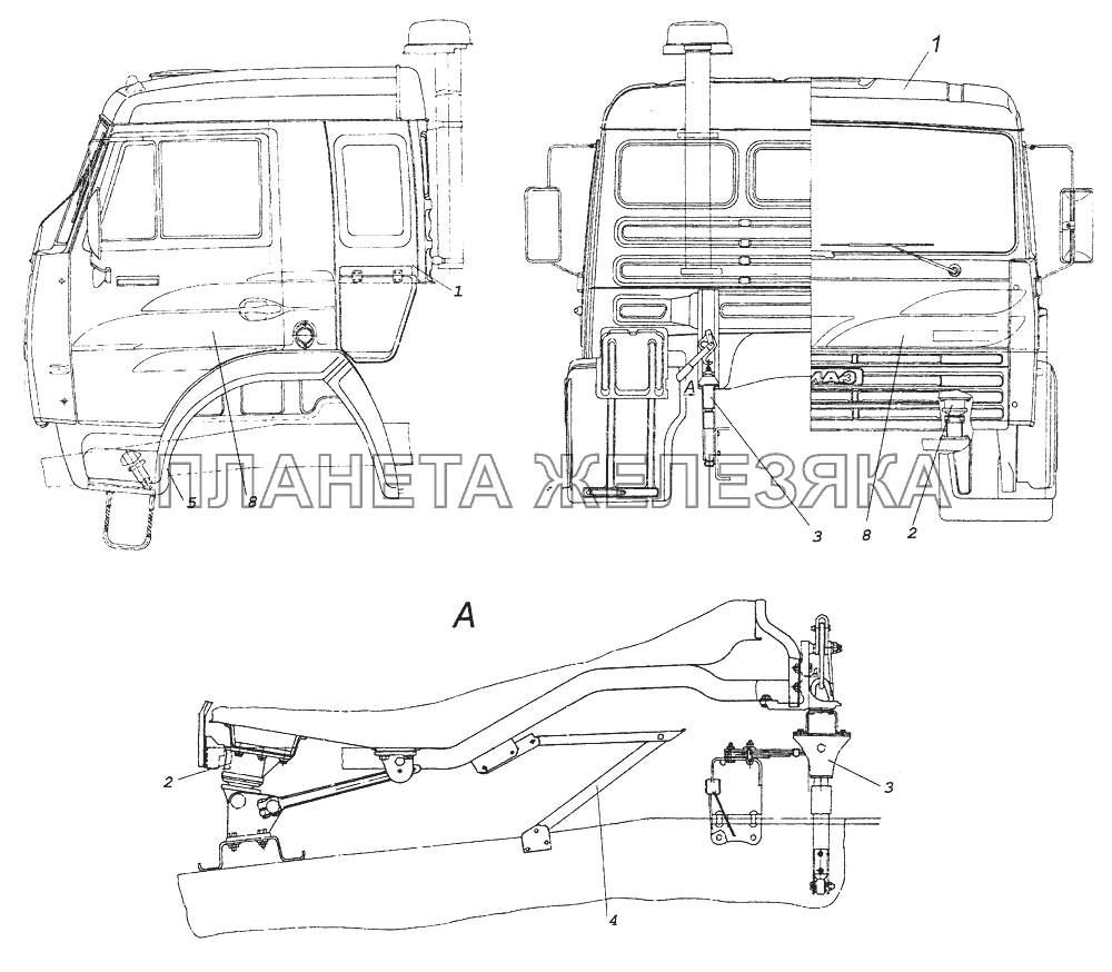 43114-5000006-34 Установка кабины с оперением КамАЗ-43261 (Евро-1, 2)