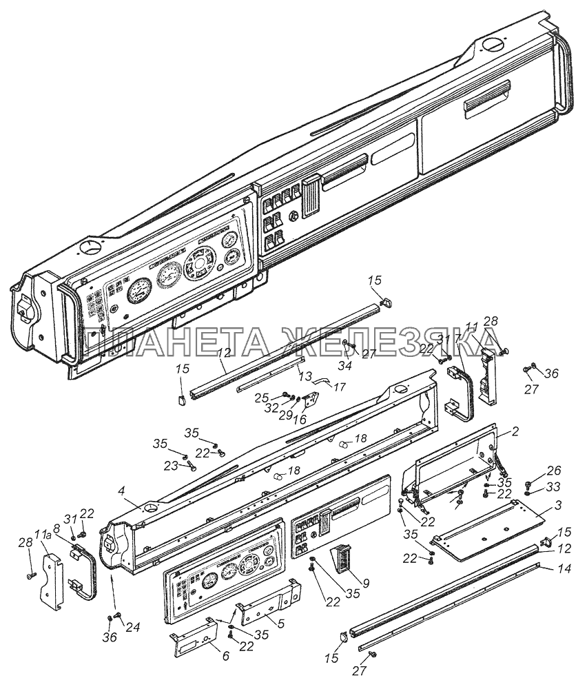 43118-5300023 Монтаж и крепление панели приборов КамАЗ-43261 (Евро-1, 2)