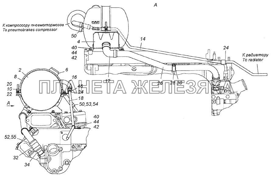 6520-1311005 Установка расширительного бачка КамАЗ-5350 (6х6)