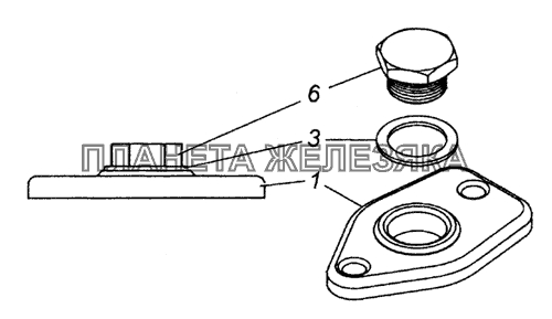 740.30-1317570 Фланец крепления датчика включения вентилятора с пробкой в сборе КамАЗ-4350 (4х4)