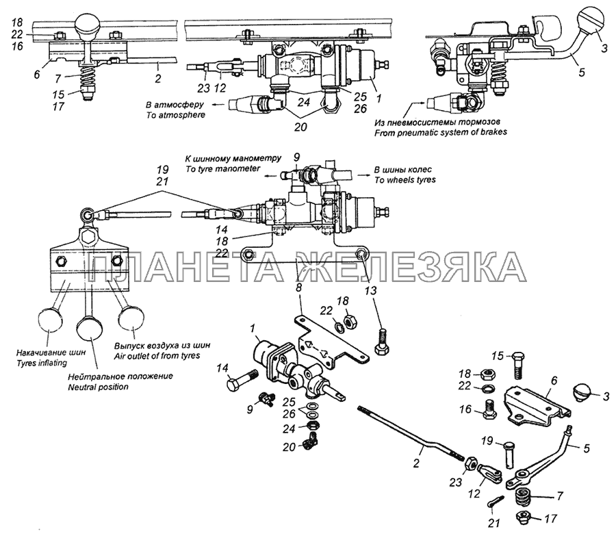 4310-3122001 Установка крана управления давлением системы накачки шин КамАЗ-4350 (4х4)