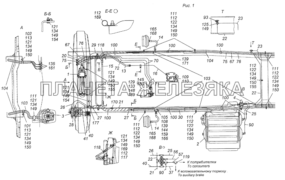 4350-3500006-40 Установка пневмотормозов КамАЗ-4350 (4х4)