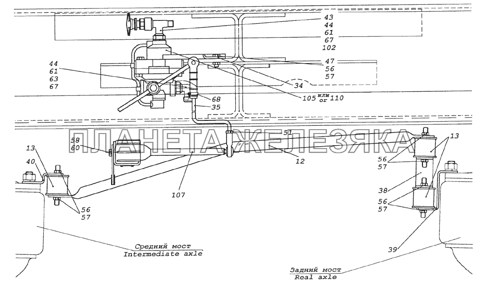 43114-3500033 Установка регулятора тормозных сил КамАЗ-4350 (4х4)