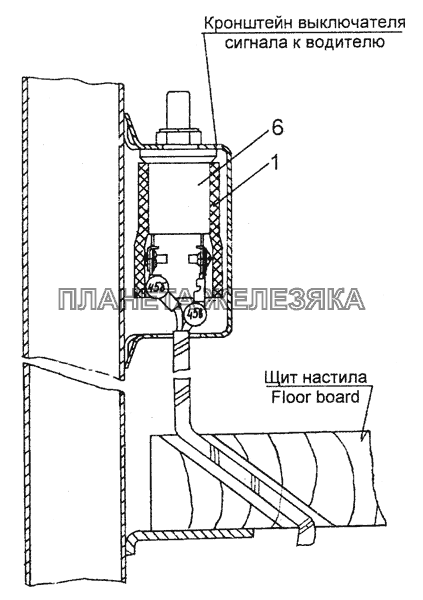 4310-3700023 Установка выключателя сигнала к водителю КамАЗ-5350 (6х6)