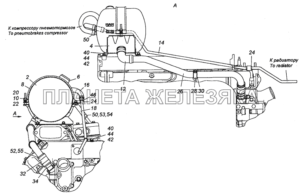 6520-1311005 Установка расширительного бачка КамАЗ-43501 (4х4)