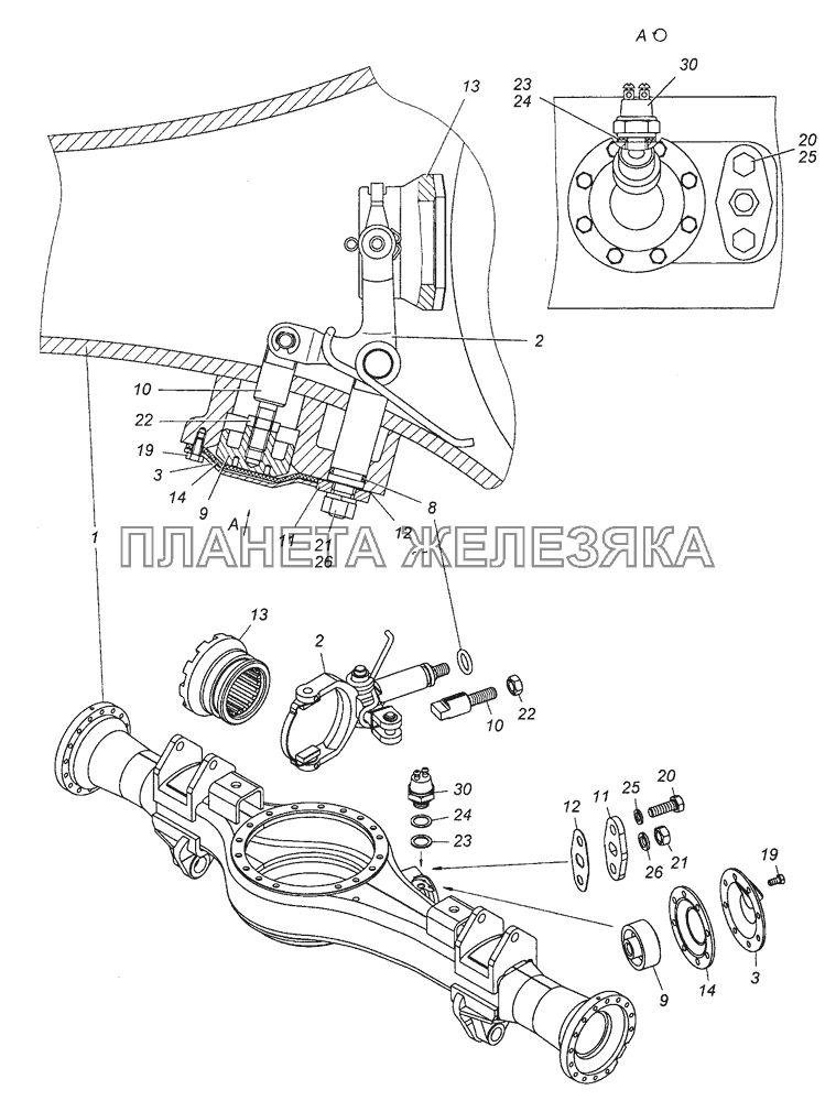 55102-2401007 Картер заднего моста с механизмом блокировки в сборе КамАЗ-43501 (4х4)