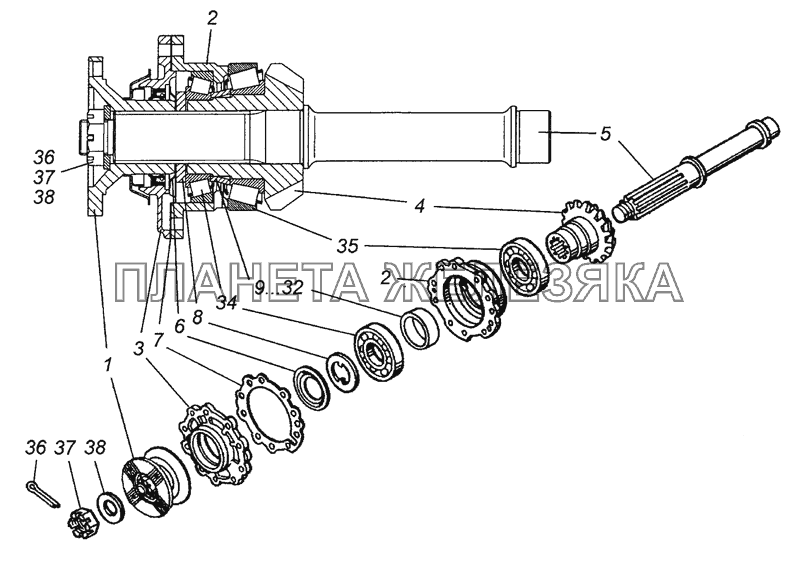 53205-2402021 Вал ведущий заднего моста в сборе КамАЗ-63501 8х8