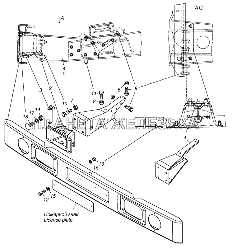 4310-2803003-20 Установка переднего буфера КамАЗ-6450 8х8