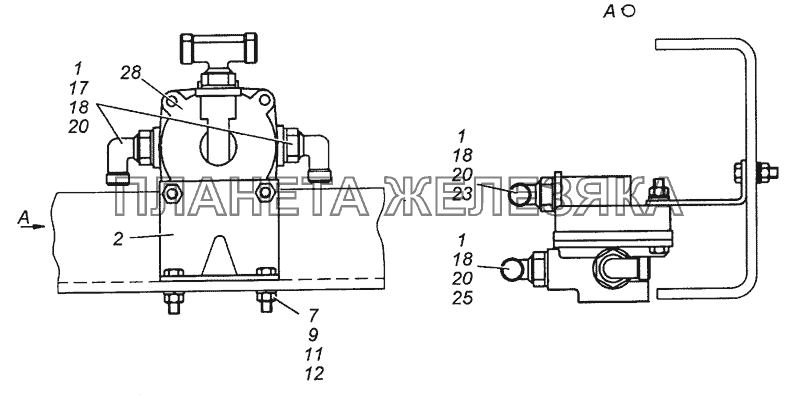 6350-3500018 Установка ускорительного клапана КамАЗ-43501 (4х4)