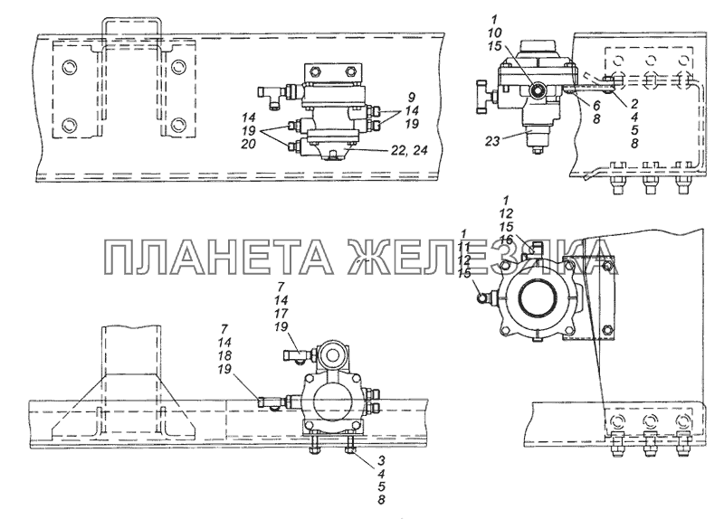 6350-3500022-30 Установка клапанов управления тормозами прицепа КамАЗ-63501 8х8