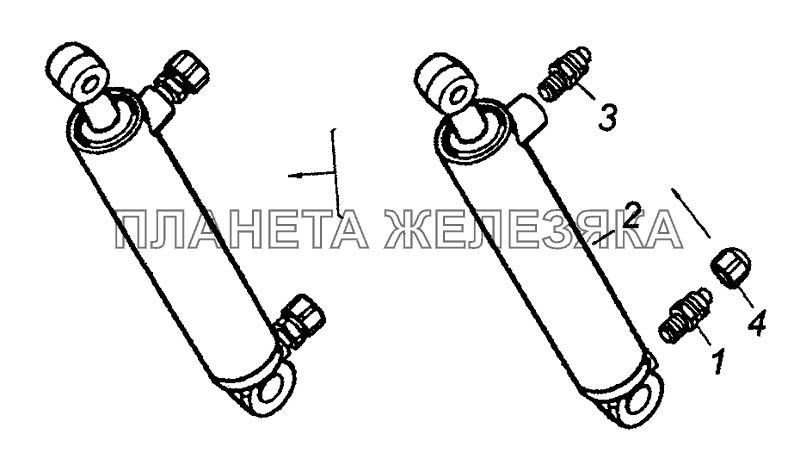 4310-5003014 Цилиндр опрокидывающего механизма кабины в сборе КамАЗ-63501 8х8