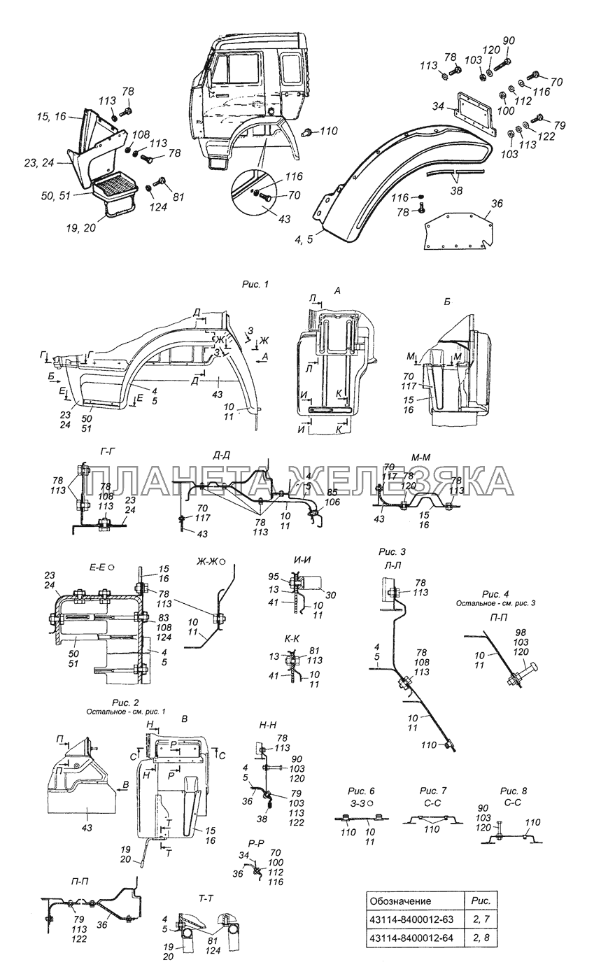 43114-8400012-63 Установка оперения кабины КамАЗ-43501 (4х4)