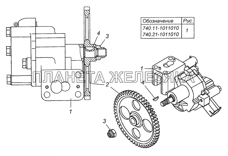 740.11-1011010 Насос масляный с шестерней в сборе КамАЗ-43501 (4х4)