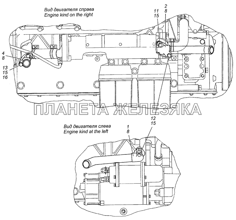 7406.1015002 Установка патрубка и штуцеров системы подогрева двигателя КамАЗ-43501 (4х4)