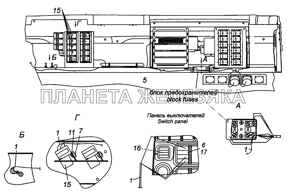 65115-3741016-60 Установка электрооборудования системы подогрева топлива на панели приборов КамАЗ-43502 (Евро 4)