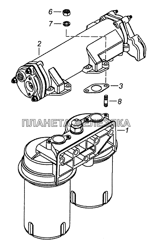 740.90-1012006 Фильтр масляный с теплообменником КамАЗ-43502 (Евро 4)