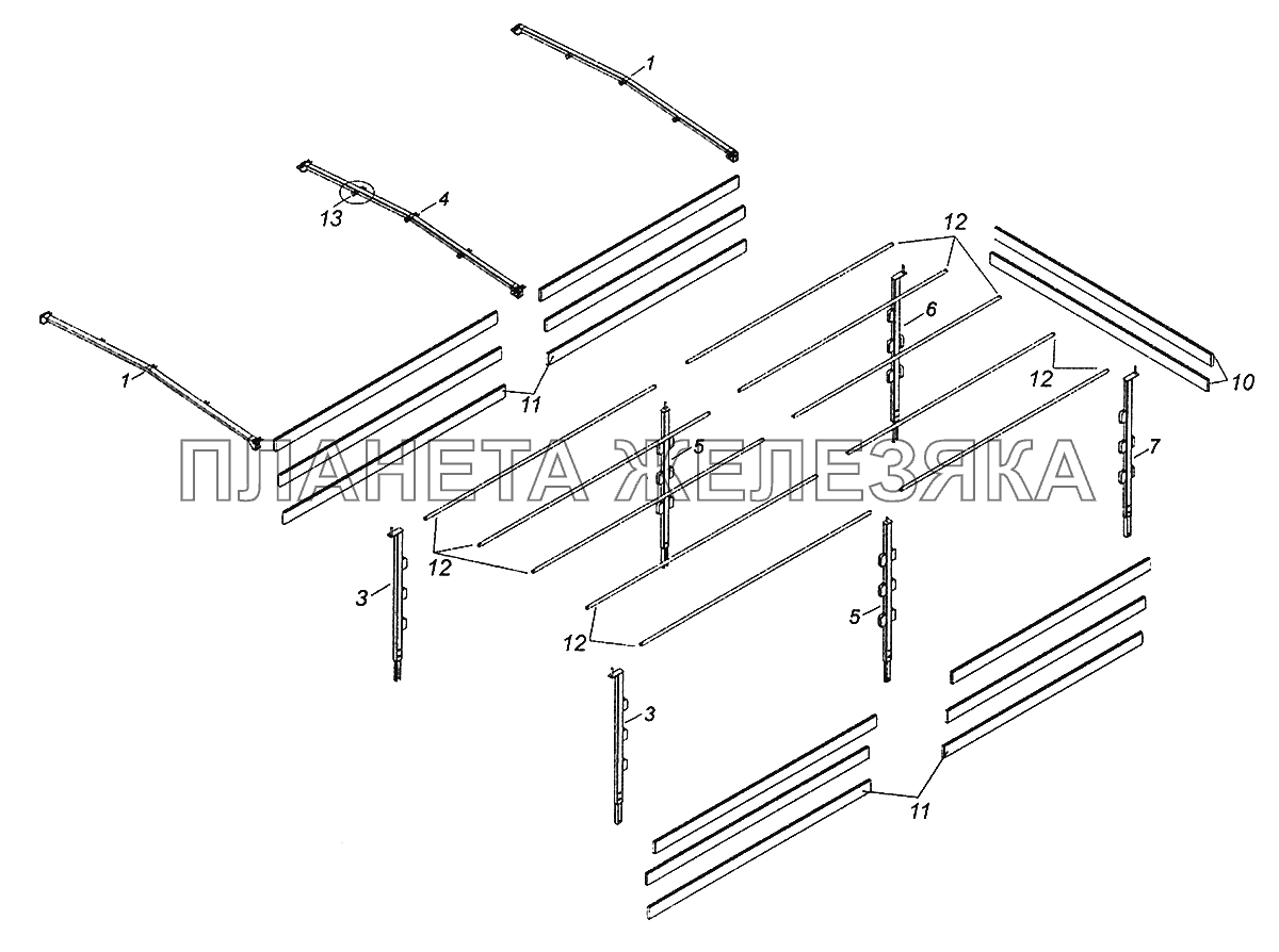 43505-8508008-70 Каркас тента КамАЗ-43502 (Евро 4)