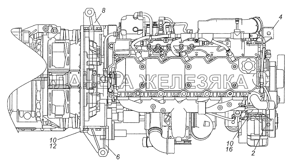 52974-1001000 Установка опор силового агрегата Шасси КамАЗ-52974