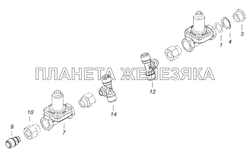 52974-3500015-10 Установка защитных клапанов Шасси КамАЗ-52974