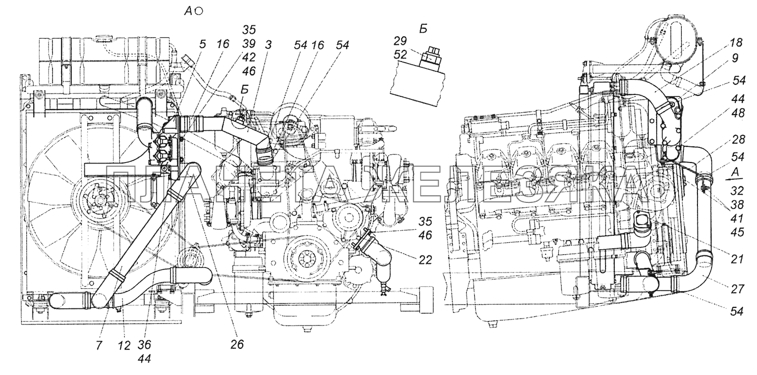 5297-1303003-65 Установка водяных труб Шасси КамАЗ-5297