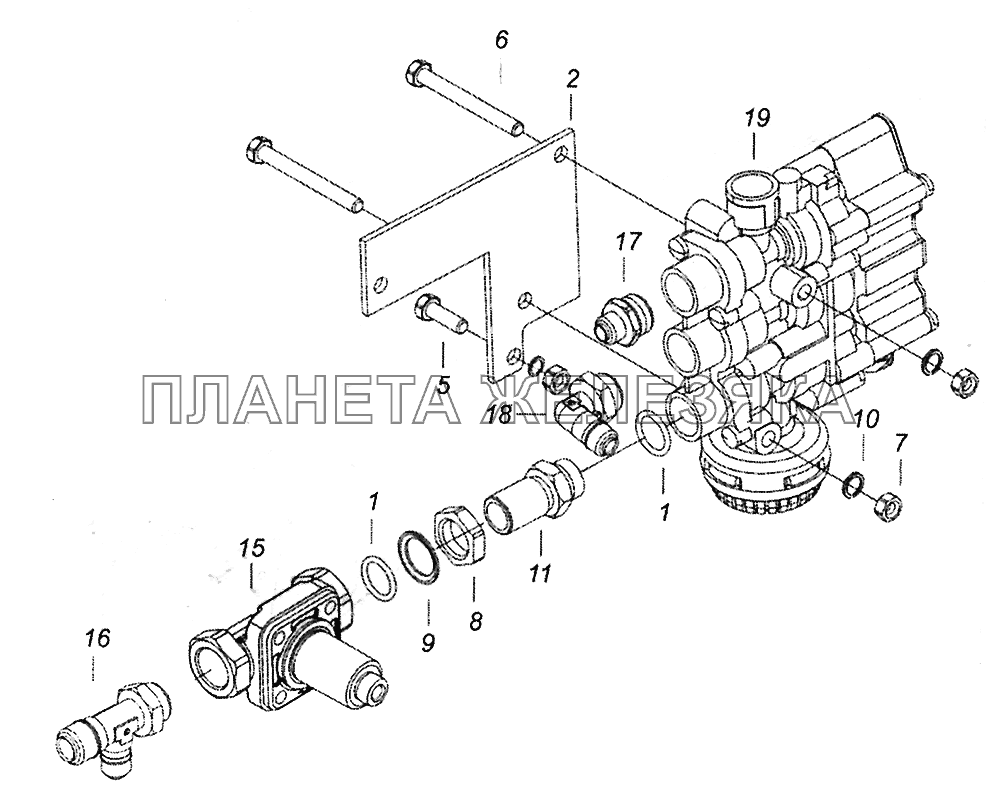 5308-4030010-04 Электромагнитный клапан ECAS с соединительной арматурой КамАЗ-5308 (Евро 4)