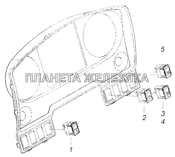6520-4011033 Установка переключателей на панели приборной КамАЗ-5308 (Евро 3)