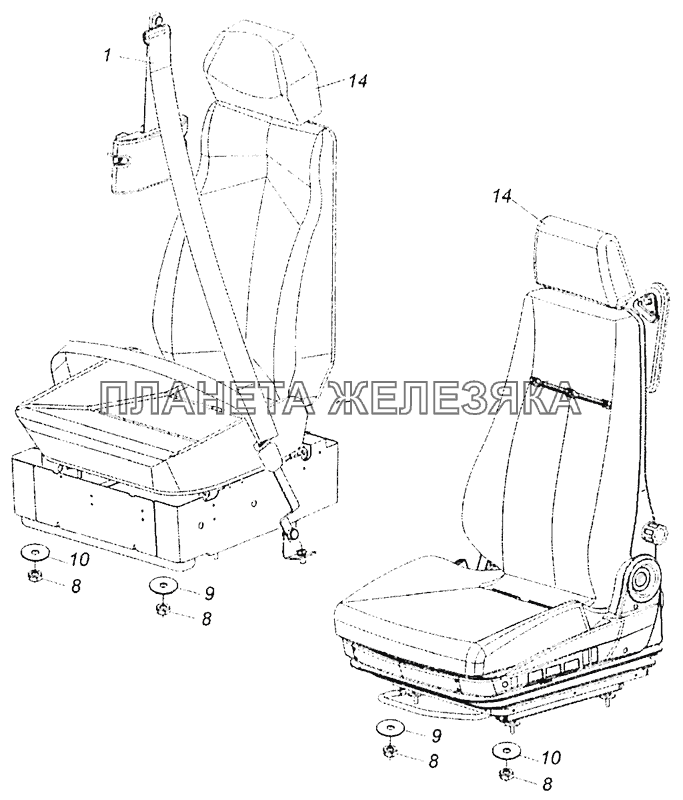 5460-5000122 Установка сиденья пассажира КамАЗ-5308 (Евро 3)