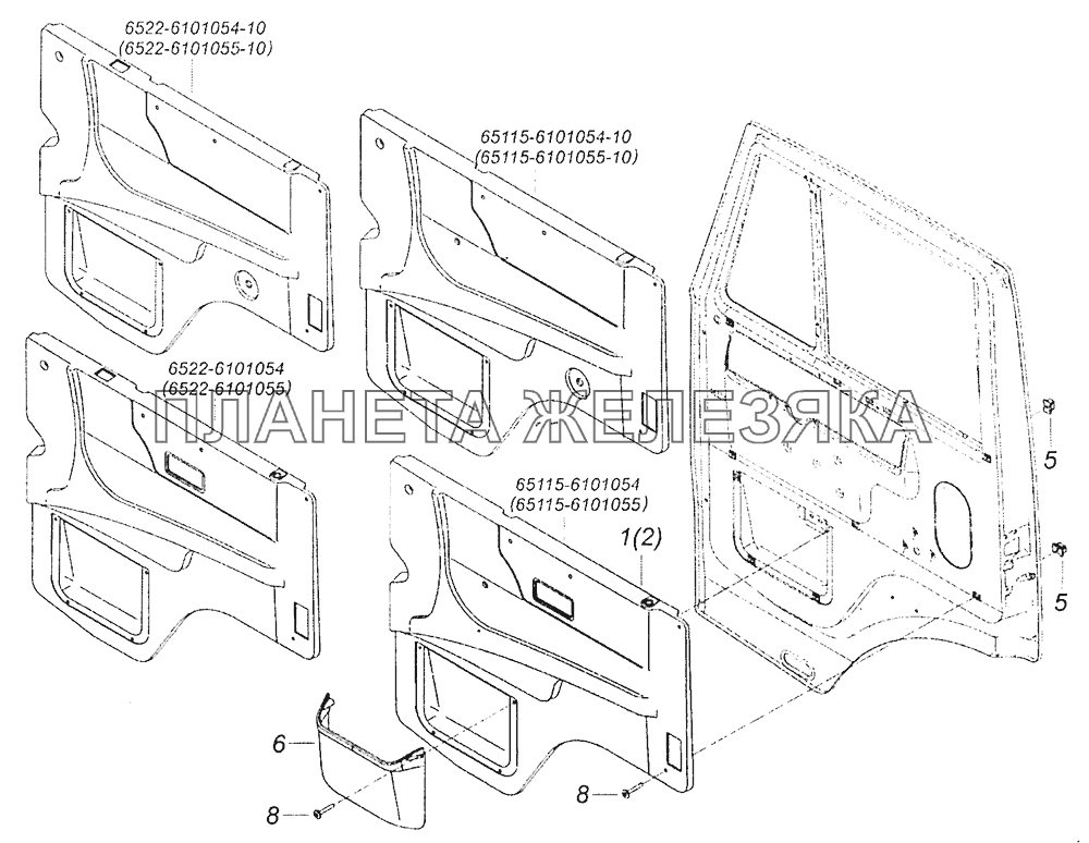 65115-6102005 Установка обивок двери КамАЗ-5308 (Евро 3)