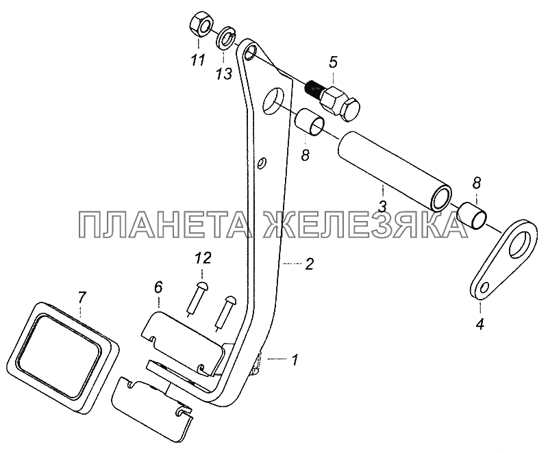 6460-1602010 Педаль сцепления КамАЗ-5308 (Евро 3)