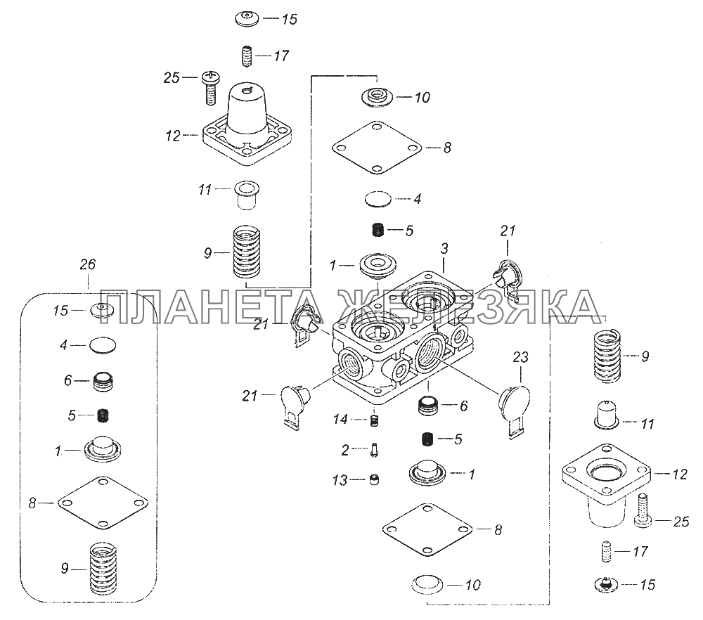 53205-3515400-10 Клапан защитный четырехконтурный КамАЗ-5308 (Евро 3)