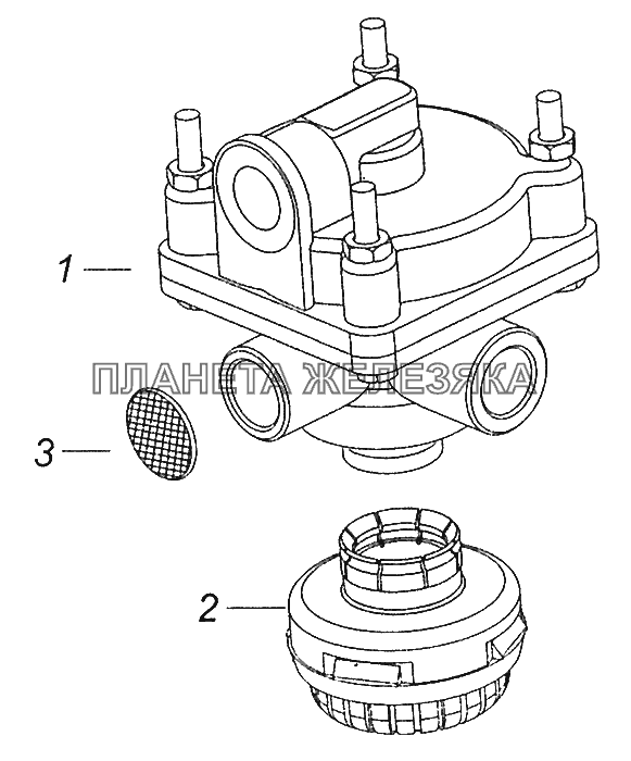 2233-3518010-20 Ускорительный клапан с глушителем КамАЗ-5308 (Евро 3)