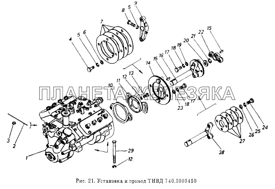 Установка и привод ТНВД КамАЗ-55102