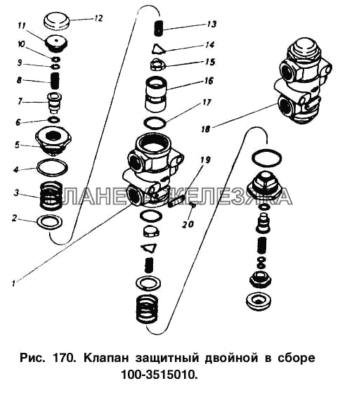 Клапан защитный двойной в сборе КамАЗ-54112