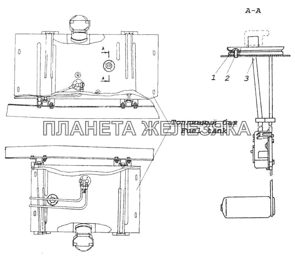 Установка датчиков указателя уровня топлива КамАЗ-53228, 65111