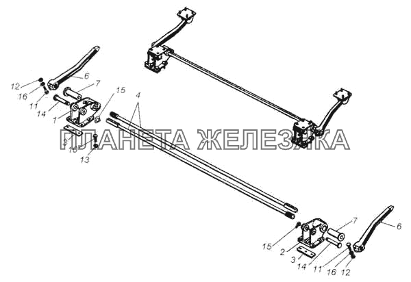 Переднее крепление и механизм уравновешивания кабины КамАЗ-53228, 65111