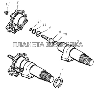 Вал сошки с крышкой КамАЗ-53228, 65111