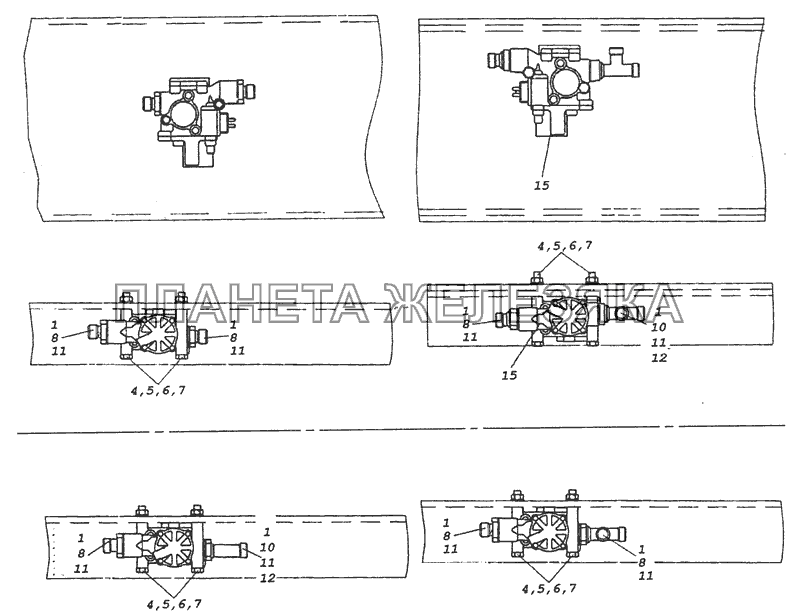 53205-3500042-41 Установка модуляторов АБС КамАЗ-53229 (Евро 2)