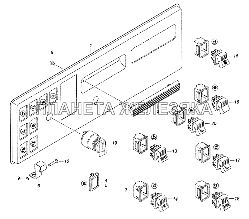 54115-3710428-50 Панель выключателей КамАЗ-53229 (Евро 2)