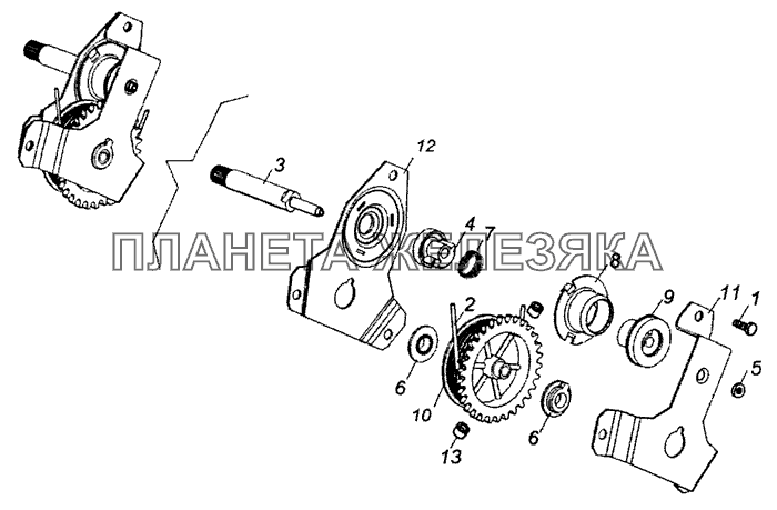 53205-6104030 Механизм стеклоподъемника двери КамАЗ-53229 (Евро 2)