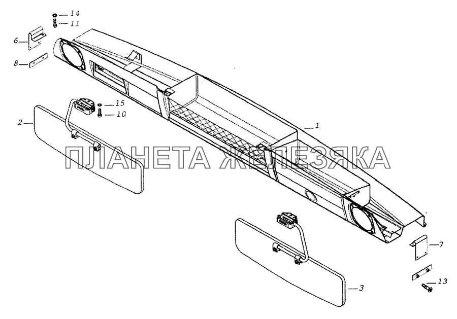 53205-8213005 Установка надоконной полки и противосолнечных козырьков КамАЗ-53229 (Евро 2)