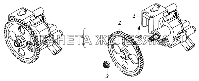 740.11-1011010 Масляный насос с шестерней КамАЗ-53229 (Евро 2)