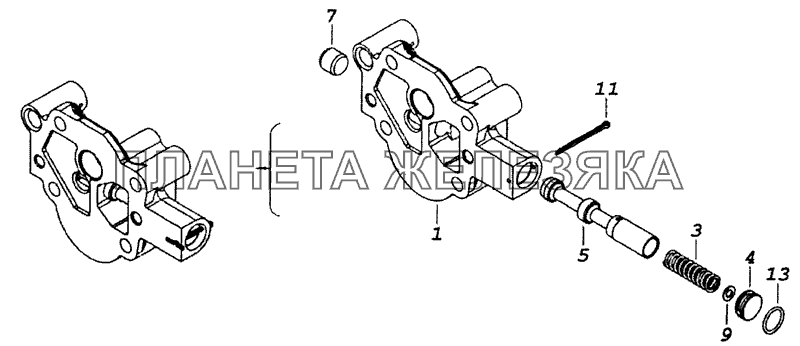 740.11-1011016 Крышка масляного насоса с клапаном КамАЗ-53229 (Евро 2)