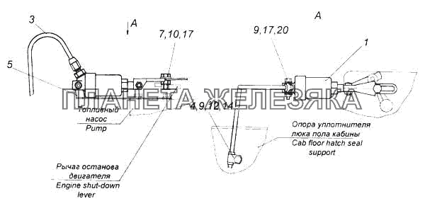 Установка цилиндра выключения подачи топлива КамАЗ-5360