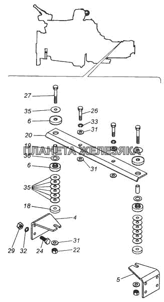 Установка силового агрегата (опора поддерживающая) КамАЗ-5460
