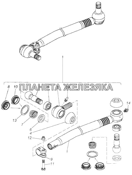 Тяга сошки с наконечниками КамАЗ-5460