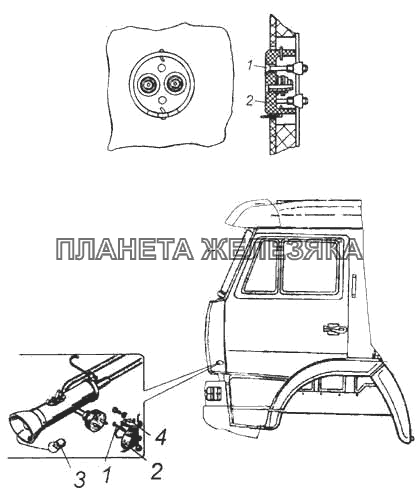 Установка розетки переносной лампы КамАЗ-5460