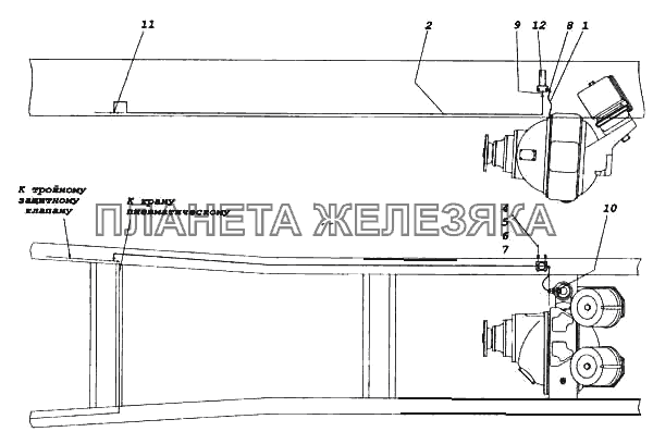 Привод блокировки межколесных дифференциалов КамАЗ-5460 (каталог 2005 г.)