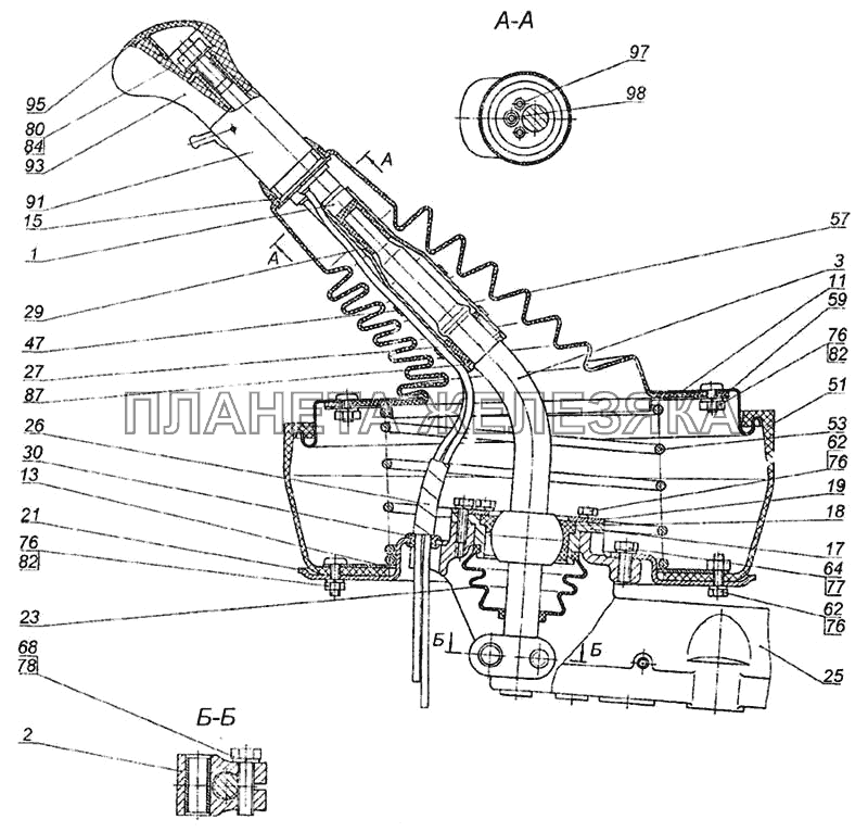 Схема рычага кпп камаз