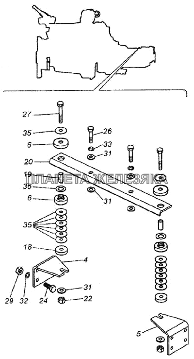 Установка силового агрегата (опора поддерживающая) КамАЗ-6460
