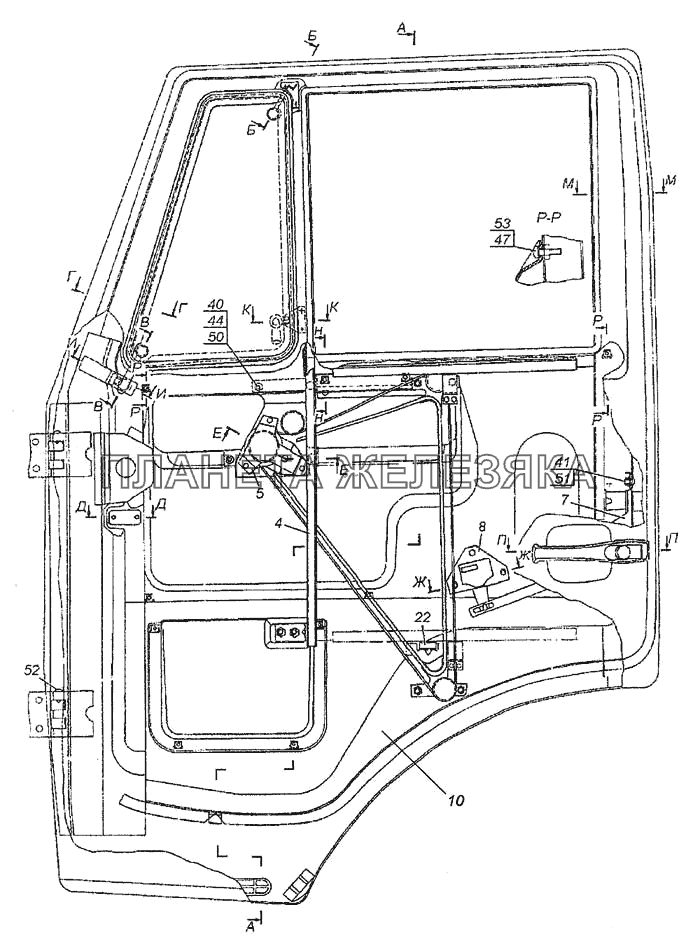 Установка стекол и арматуры двери правая/левая КамАЗ-6460